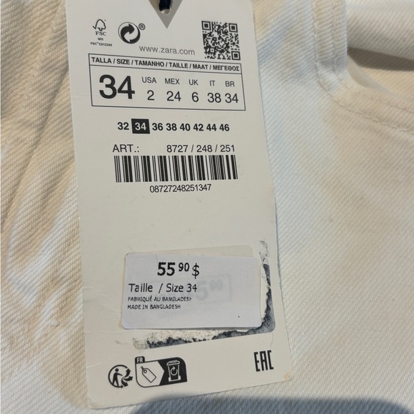 Brand new white Zara jeans size 34 - Picture 10 of 12